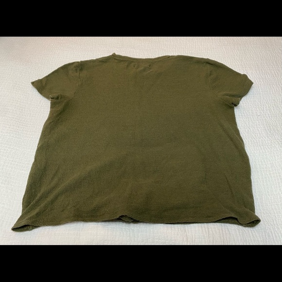 Madewell Modern Tie Front Army Green Tee Medium - Picture 5 of 11